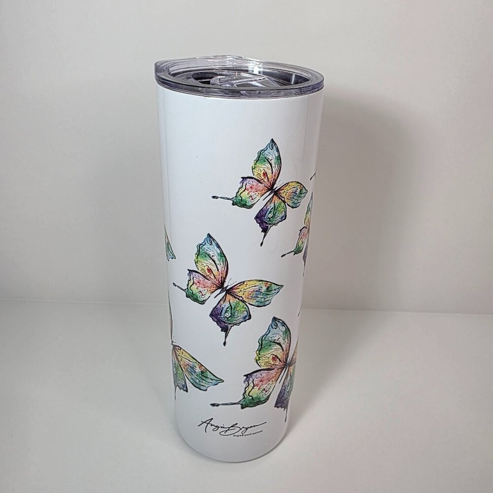 Butterfly Tumbler 20oz Stainless Steel | Watercolor Butterfly Cup | Nature Lover - Picture 3 of 6